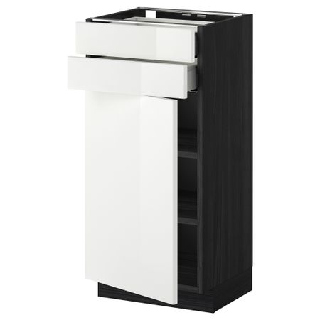 Напольный шкаф с дверцей, 2 ящиками МЕТОД / МАКСИМЕРА, черный, Рингульт белый