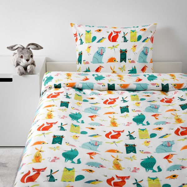 Пододеяльник и наволочка, зверюшка/разноцветный 150x200/50x70 см IKEA LATTJO ЛАТТО 803.510.08 - схема-чертеж с размерами