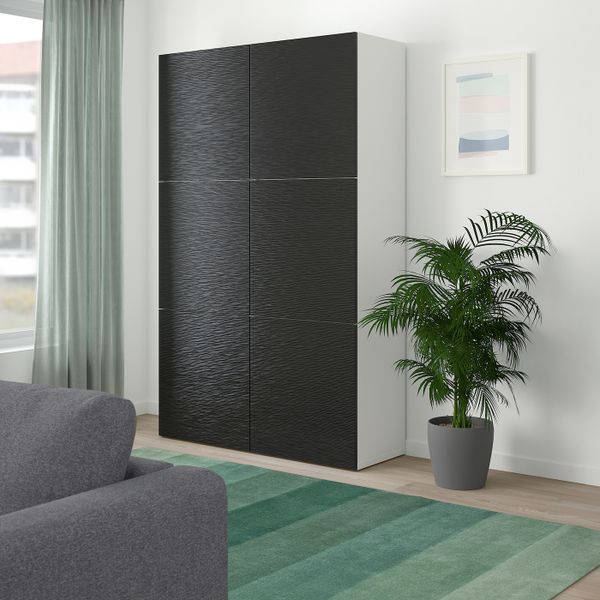 Комбинация для хранения с дверцами, белый, Лаксвикен черный 120x40x192 см IKEA БЕСТО 192.471.53 - фото 2