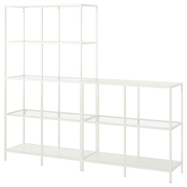 Комбинация для хранения, белый/стекло 200x36x175 см IKEA VITTSJÖ ВИТШЁ 692.945.47 - фото 1