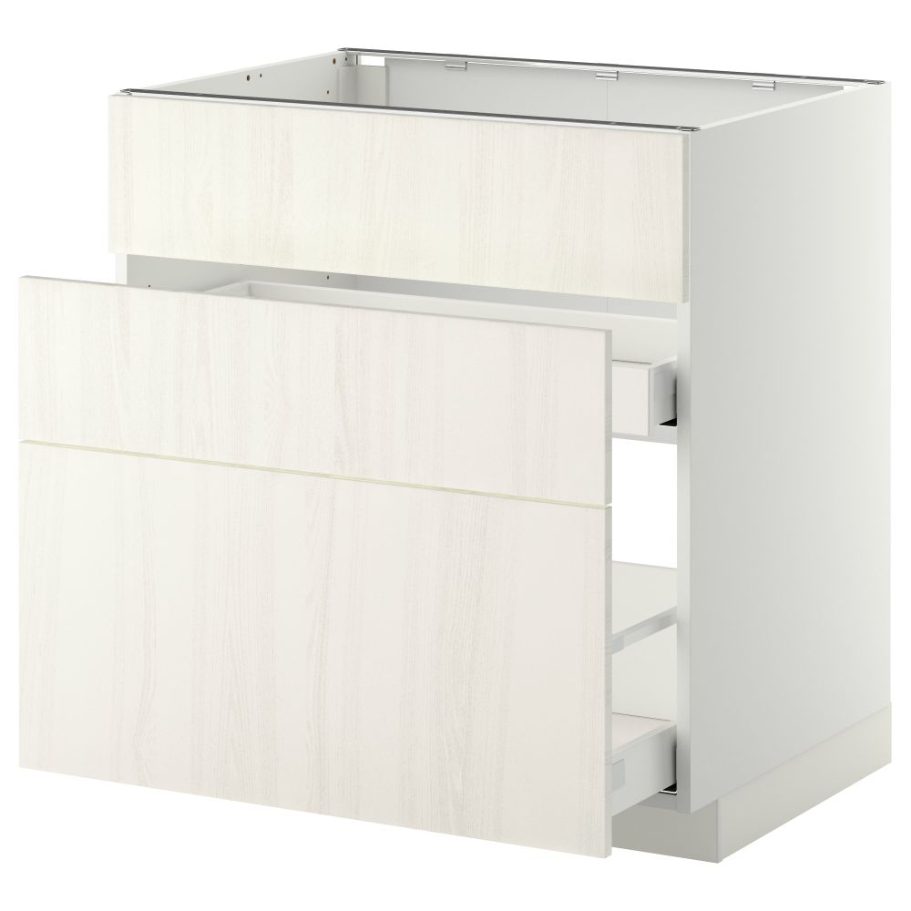 Напольный шкаф под мойку + 3 фронтальных панели, 2 ящика МЕТОД / МАКСИМЕРА, белый, Росдаль белый - схема-чертеж с размерами