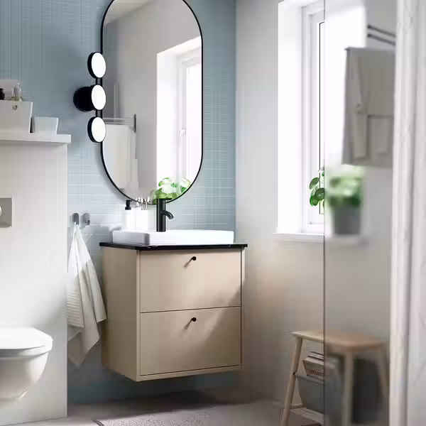 HAVBÄCK / ORRSJÖN ОРРШЁН Шкаф с ящиками/раковина/смеситель - фото 2