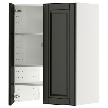 METOD Навесной шкаф д/вытяжки/полка/дверь - белый/Bodbyn чёрный 60x80 см
