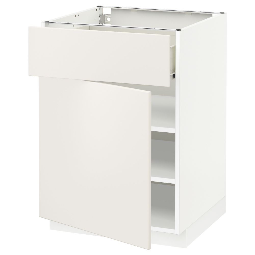 Напольный шкаф с ящиком, дверью МЕТОД / ФОРВАРА, белый, Веддинге белый - схема-чертеж с размерами