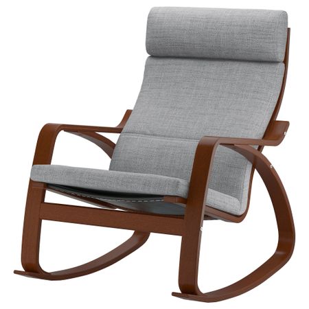 Кресло-качалка ПОЭНГ, классический коричневый, Исунда серый