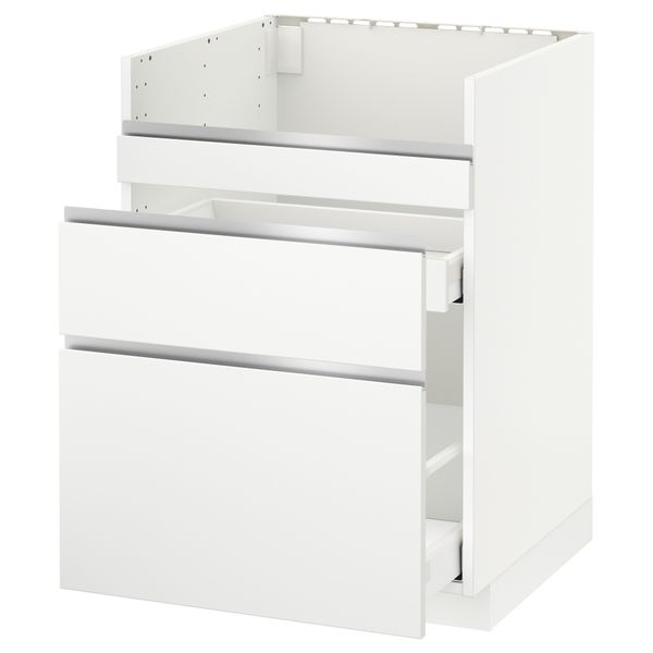 Напольный шкаф под мойку ДУМШЁ, 3 фасада, 2 ящика МЕТОД / МАКСИМЕРА, белый, Нодста белый - схема-чертеж с размерами