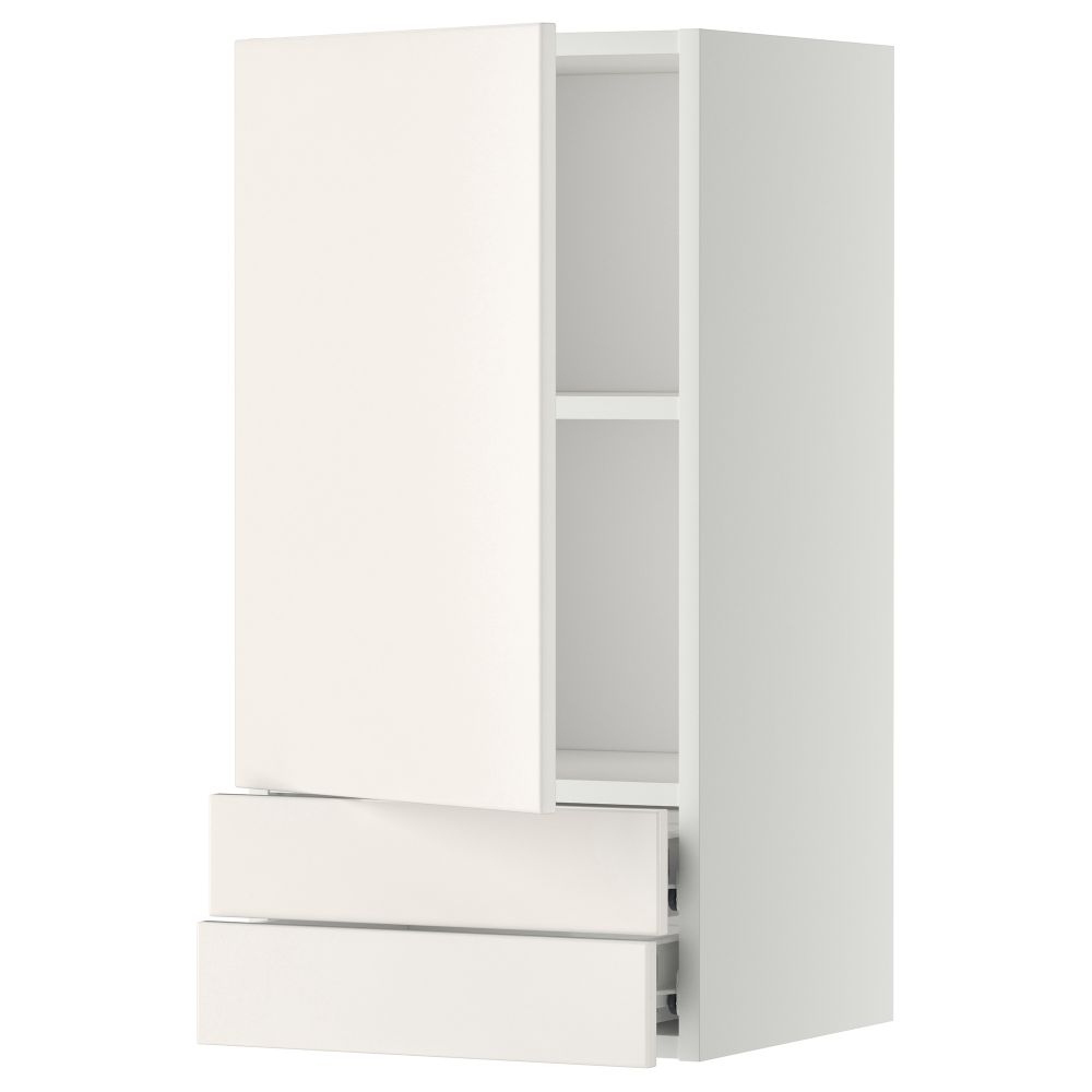 Навесной шкаф с дверцей, 2 ящика МЕТОД / ФОРВАРА, белый, Веддинге белый - фото 1