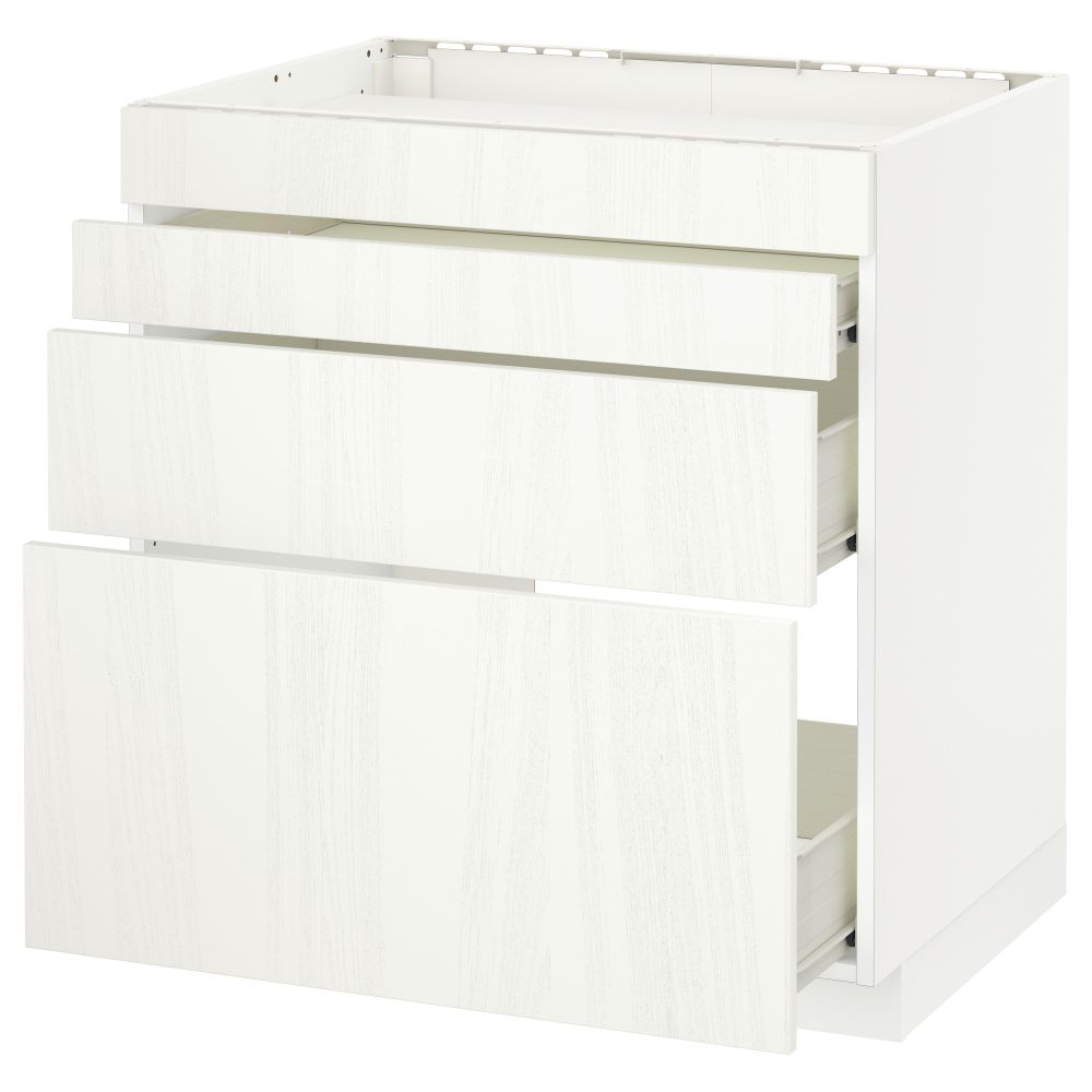 Напольный шкаф для духовки, 4фасада, 3 ящика МЕТОД / ФОРВАРА, белый, Росдаль белый - схема-чертеж с размерами