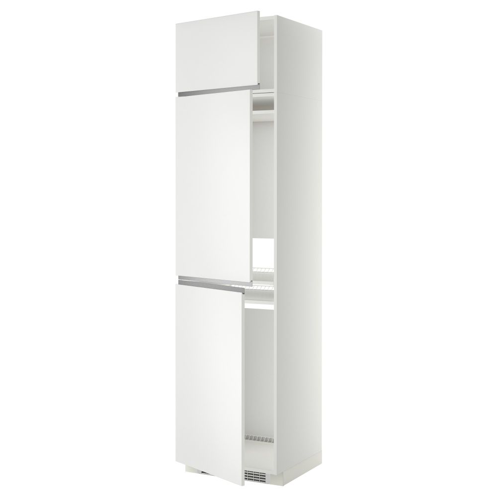Высокий шкаф для холодильника или морозильника, с 3 дверями МЕТОД, белый, Нодста белый (60x60x240 см) - схема-чертеж с размерами