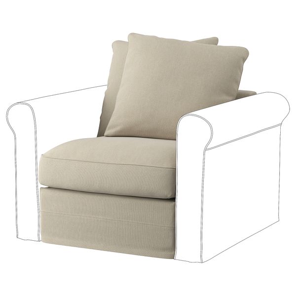 Чехол 1-местной секции, Sporda неокрашенный IKEA GRÖNLID 605.008.82 - схема-чертеж с размерами