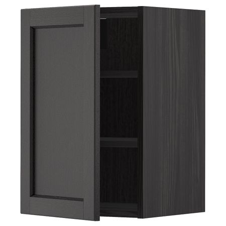 Шкаф навесной с полкой, черный/Лерхюттан черная морилка 40x60 см IKEA МЕТОД 592.614.39