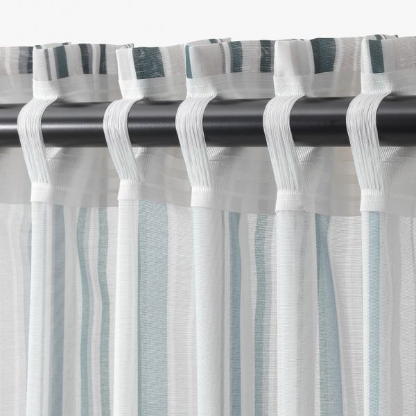 Гардины, 2 шт., серый/в полоску 145x300 см IKEA PRAKTKLOCKA ПРАКТКЛОККА 104.363.65 - фото 3