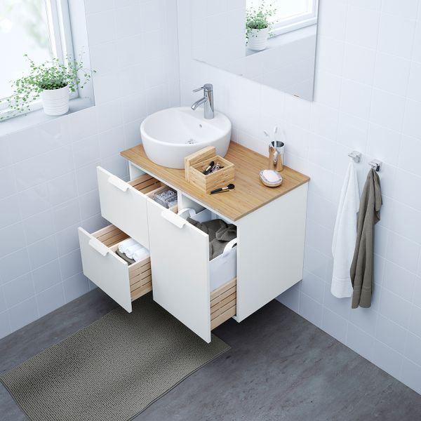 Шкаф с раковиной 45 см, белый/бамбук ДАЛЬШЕР смеситель 82x49x74 см IKEA ГОДМОРГОН/ТОЛКЕН / ТОРНВИКЕН 593.256.48 - схема-чертеж с размерами