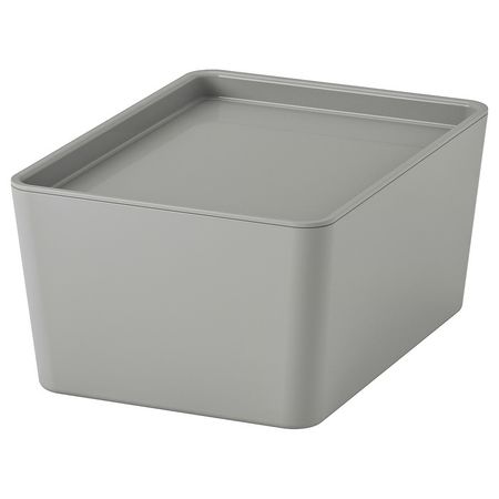 KUGGIS Контейнер с крышкой - светло-серый 13x18x8 см