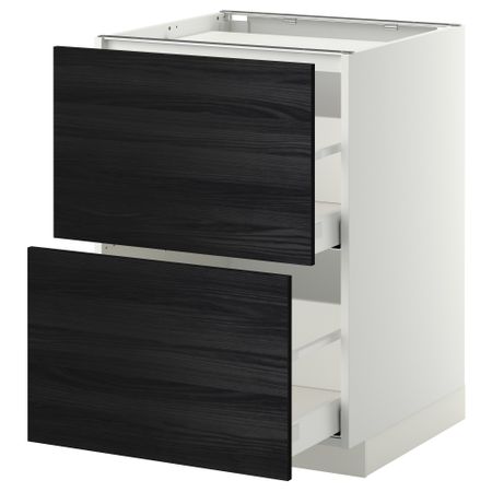 Напольный шкаф, 2 фронтальных панели, 3 ящика МЕТОД / МАКСИМЕРА, белый, Тингсрид черный