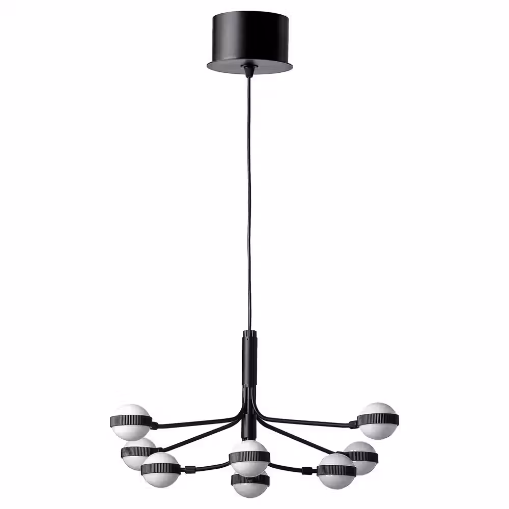 STORSLINGA Светодиодный канделябр, 8 ламп - чёрный/белый 70 см - фото 1