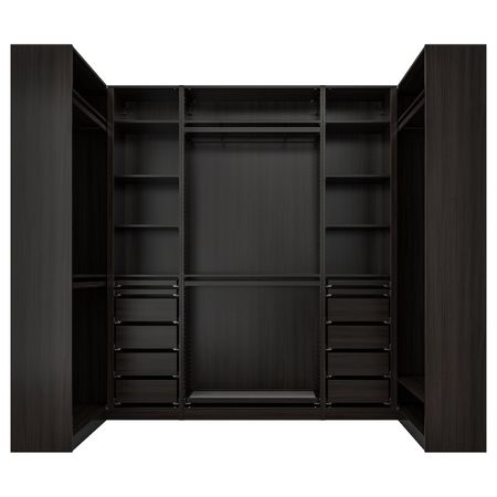 Гардероб угловой, черно-коричневый 113/276/113x236 см IKEA PAX ПАКС 793.313.42
