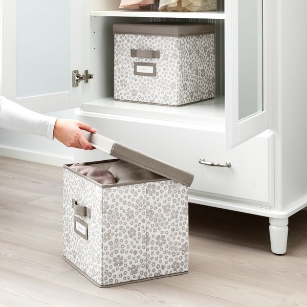 Коробка с крышкой, бежевый 30x30x30 см IKEA СТОРСТАББЕ 804.224.83 - фото 2