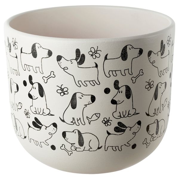 Горшок цветочный, белый/собака 15 см IKEA RUNDMYNTA РУНДМИНТА 105.170.31 - фото 1