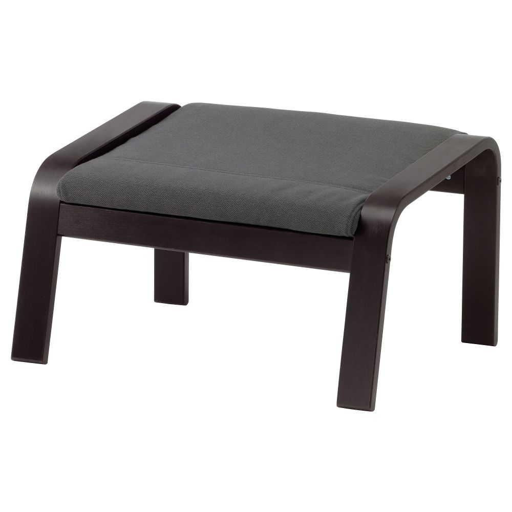 Табурет для ног ПОЭНГ, черно-коричневый, Финнста серый - фото 1
