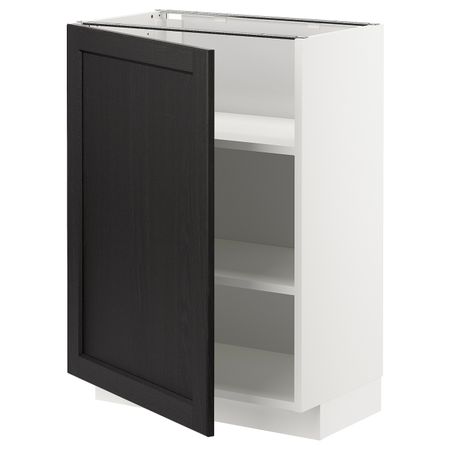 Напольный шкаф с полками, белый/Лерхюттан черная морилка 60x37 см IKEA METOD МЕТОД 594.470.13