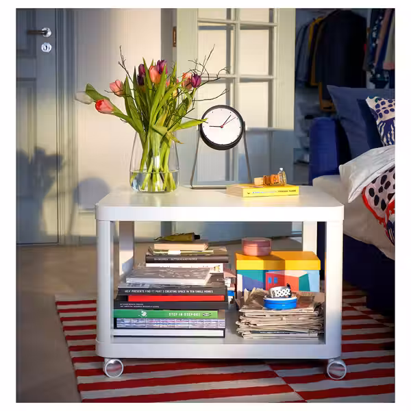 TINGBY Стол приставной на колесиках - белый 64x64 см - фото 7