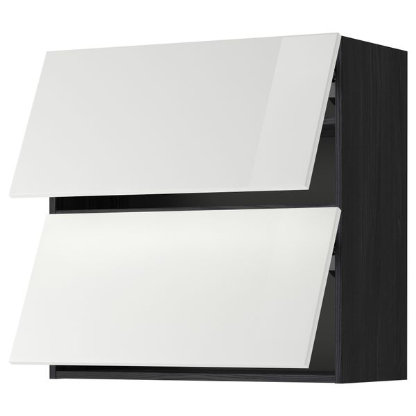 Навесной шкаф, 2 дверцы, горизонтальный МЕТОД, черный, Рингульт белый - схема-чертеж с размерами