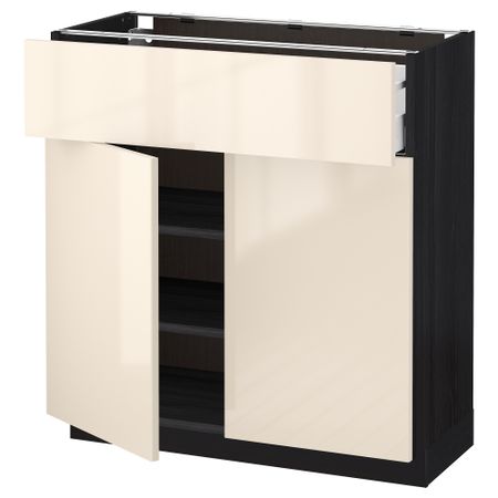 Напольный шкаф + ящик, 2 дверцы МЕТОД / МАКСИМЕРА, черный, Рингульт кремовый
