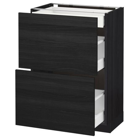 Напольный шкаф/2фасада/3ящика, черный, Тингсрид черный 60x37 см IKEA МЕТОД / МАКСИМЕРА 892.361.27
