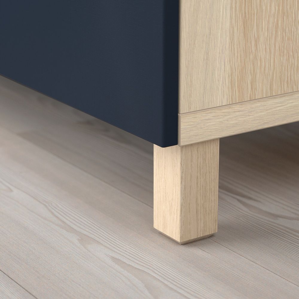 Комбинация для хранения с дверцами, под беленый дуб/нотвикен/стуббарп синий 120x42x74 см IKEA BESTÅ БЕСТО 693.027.50 - фото 1