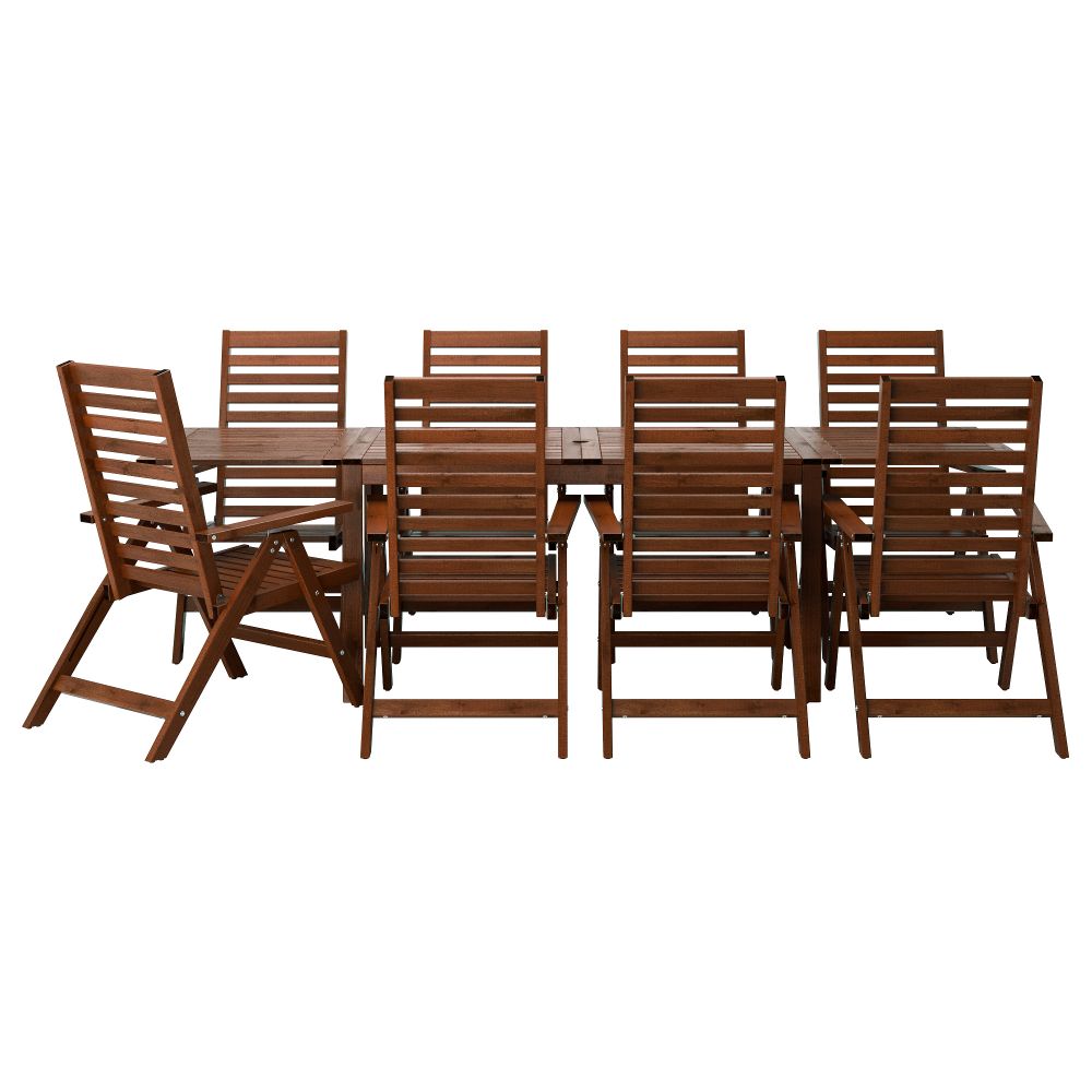 Стол + 8 кресел для сада ЭПЛАРО, коричневая морилка - фото 1