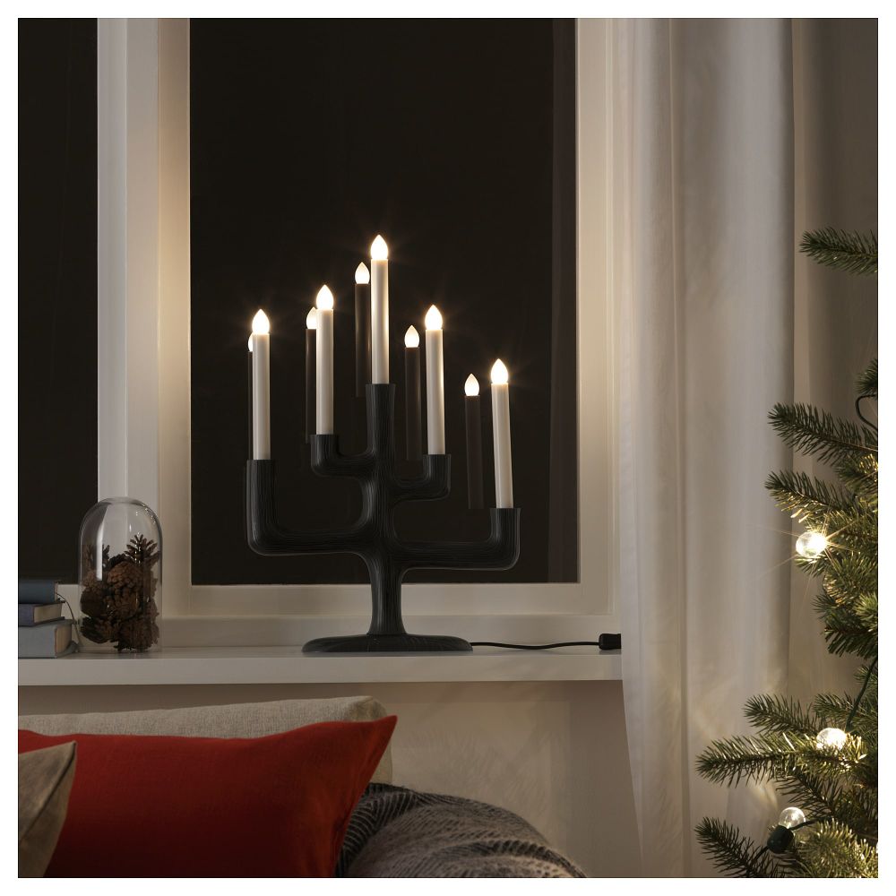 Светодиодный канделябр, 5 ламп СТРОЛА, ветка, темно-серый (49 см) - фото 1