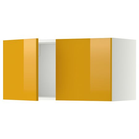 Навесной шкаф с 2 дверями МЕТОД, белый, Ерста желтый (80x40 см)
