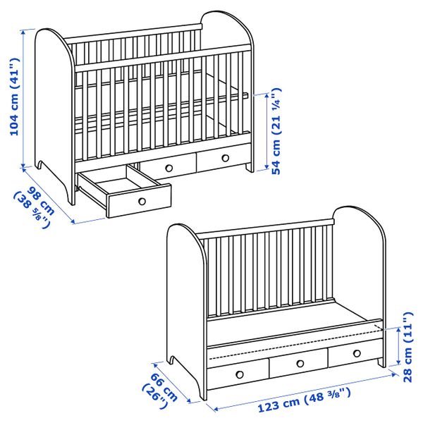 Кроватка детская, белый 60x120 см IKEA GONATT ГУНАТ 904.212.23 - фото 7