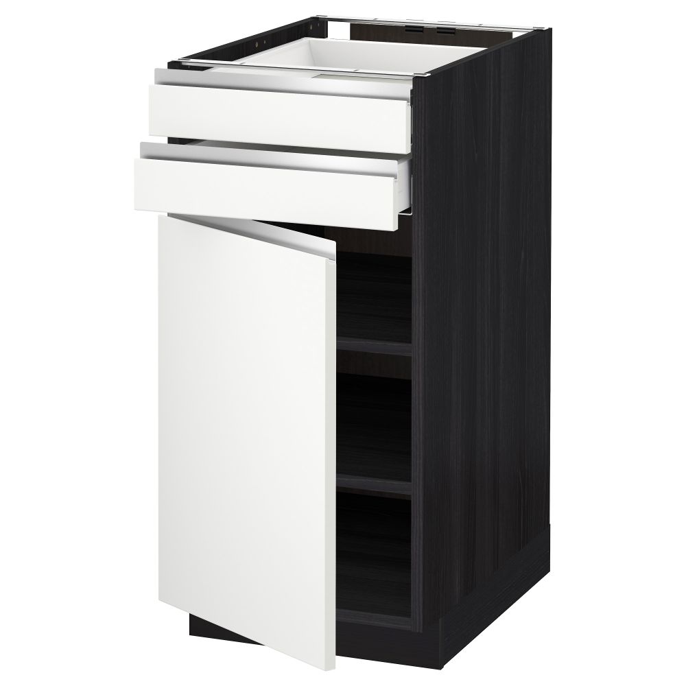 Напольный шкаф с дверцей, 2 ящиками МЕТОД / МАКСИМЕРА, черный, Нодста белый - схема-чертеж с размерами