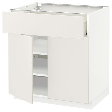 Напольный шкаф + ящик/2дверцы, белый/Веддинге белый 80x60 см IKEA МЕТОД / ФОРВАРА 592.623.92