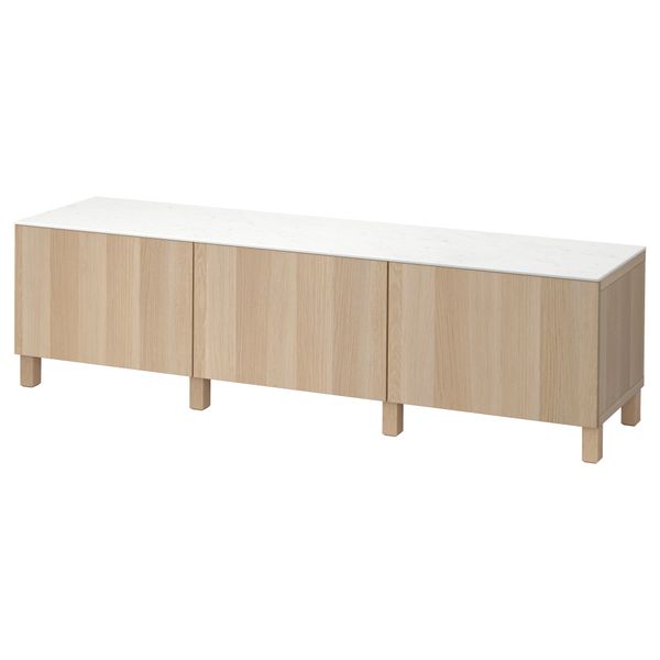 Комбинация для хранения с ящиками БЕСТО, Лаппвикен под беленый дуб (180x42x48 см) - фото 1