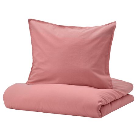 Пододеяльник и наволочка, темно-розовый, 150x200, 50x60 см IKEA ÄNGSLILJA ЭНГСЛИЛЬЯ 305.376.36