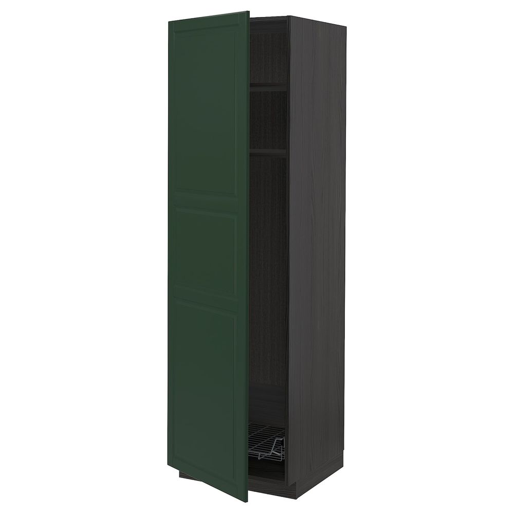 Высокий шкаф с полками, проволочные корзин, черный/Будбин темно-зеленый 60x60x200 см IKEA МЕТОД 693.146.73 - схема-чертеж с размерами