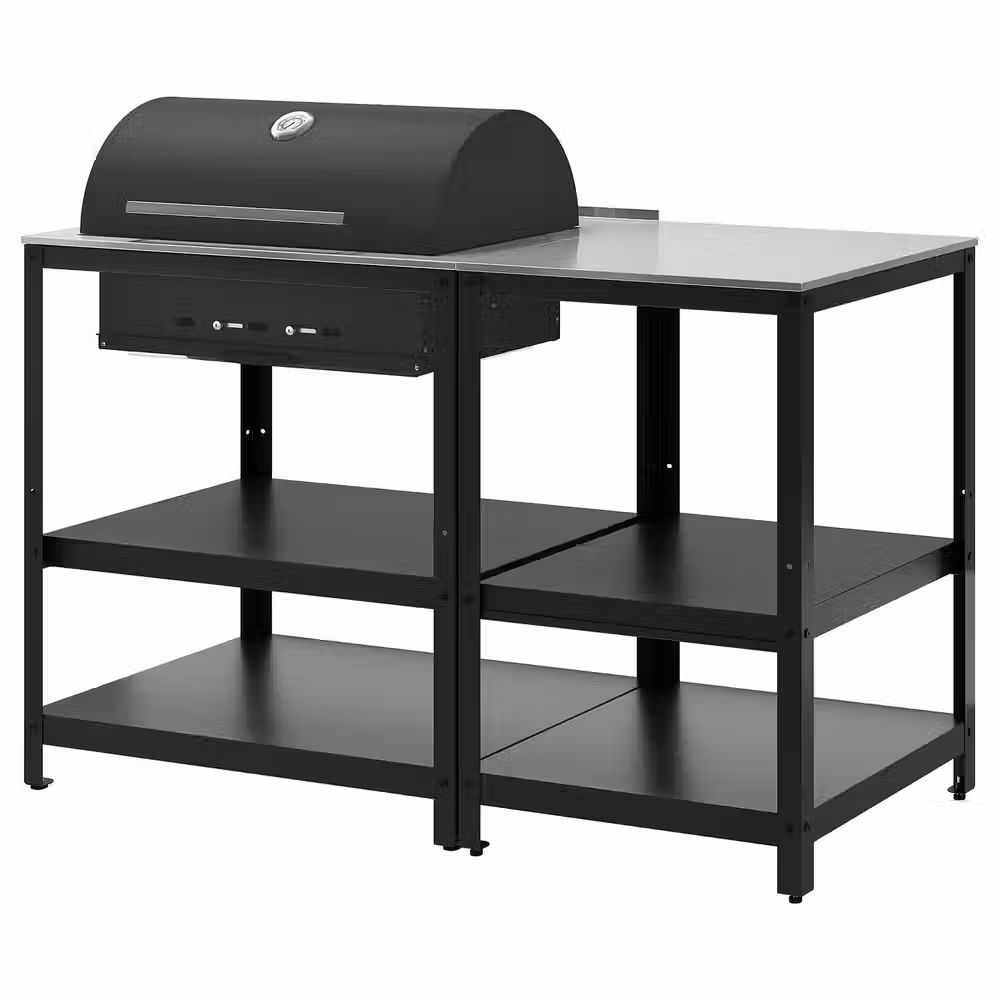 GRILLSKÄR Угольный гриль с кухонным островком - нержавеющ сталь/для сада 147x61 см - фото 1