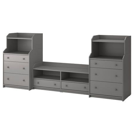 Комбинация для хранения/под ТВ, серый 277x46x116 см IKEA HAUGA ХАУГА 893.887.19