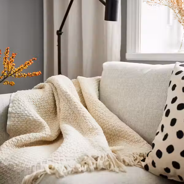 LAPPTÅG ЛАППТОГ Плед - белый с оттенком 130x170 см - фото 3