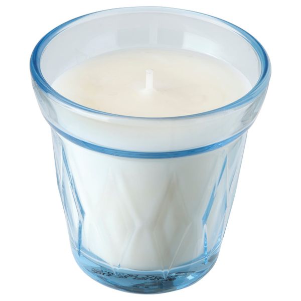 Ароматическая свеча в стакане, свежесть белья/голубой 8 см IKEA VÄLDOFT ВЭЛЬДОФТ 804.677.49 - фото 1