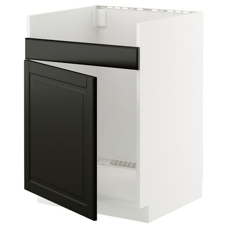 METOD Напольный шкаф для мойки ХАВСЕН - белый/Bodbyn чёрный 60x60 см