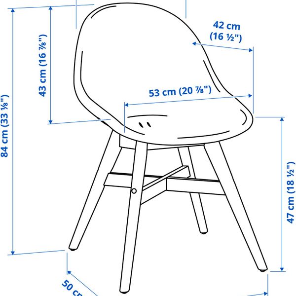 Стул для/дома/сада, белый/белый IKEA FANBYN ФАНБЮН 093.169.29 - схема-чертеж с размерами