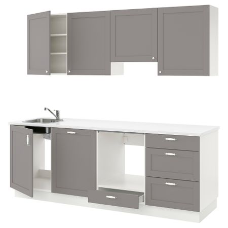 Кухня, 243x63.5x222 см, серый каркас IKEA BEGIVENHET БЕГИВЕНХЕТ 094.855.97