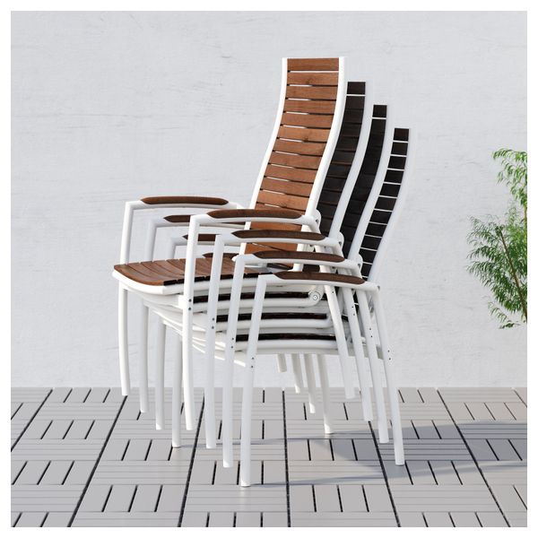 Садовое кресло, регулируемая спинка ВИНДАЛЬШЁ, белый, коричневая морилка - фото 4