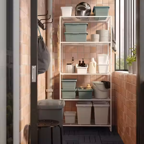 JOSTEIN Стеллаж с решеткой - д/дома/улицы/проволочный белый 82x40x180 см - фото 2