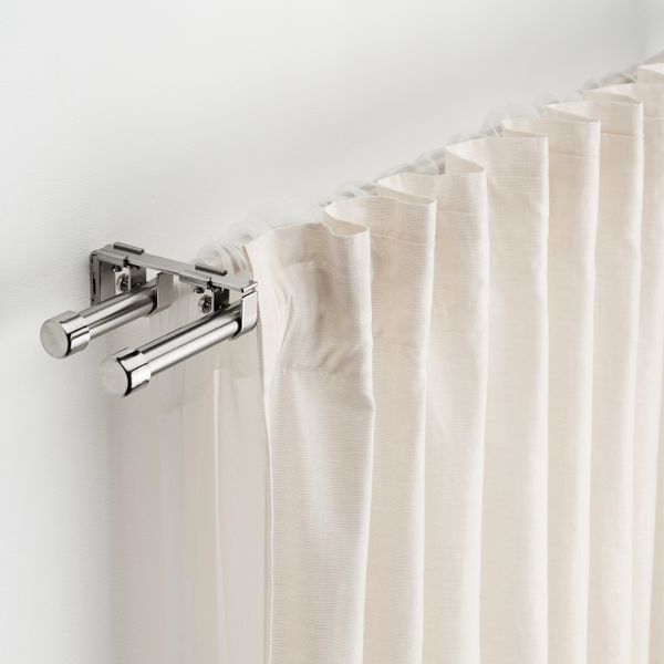 Двойной гардинный карниз, никелированный 120-210 см 19 мм IKEA BEKRÄFTA БЕКРЭФТА 904.896.99 - схема-чертеж с размерами