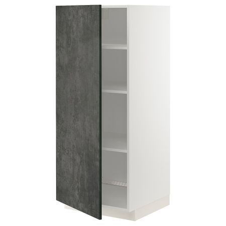 Высокий шкаф с полками, белый/кальхюттан под темно-серый бетон 60x60x140 см IKEA METOD МЕТОД 694.413.60